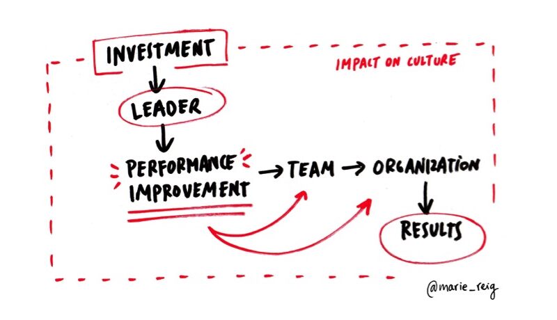 The Coaching Investment Domino Effect Drawing by Marie Reig Florensa